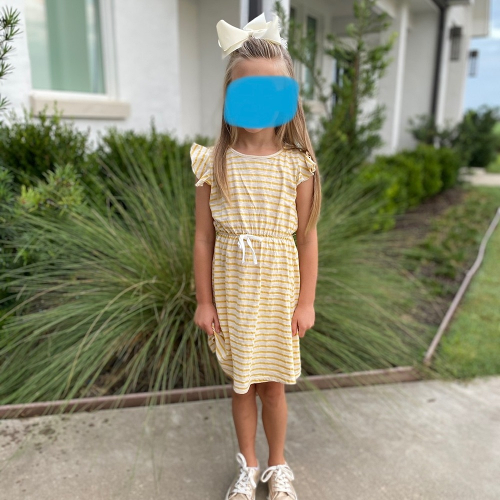 Vignette girls yellow stripe dress. Size 6